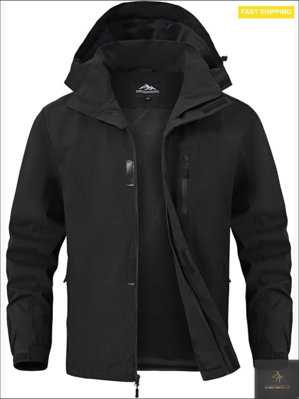 Waterproof Hiking Jacket with Hood Windproof Lightweight Outdoor Raincoat Zip